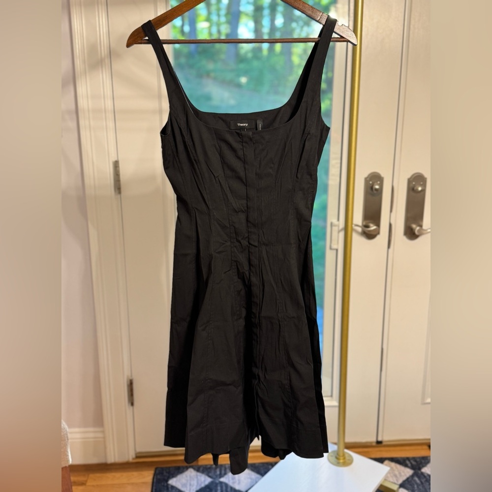 THEORY • Classic Black Midi Dress